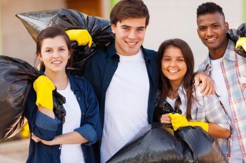 Professional team managing garage clearance